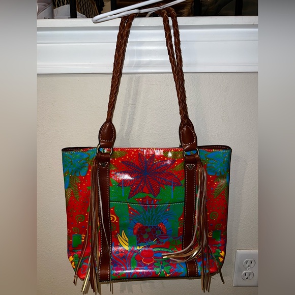 Patricia Nash Red and Green Floral Tote - Picture 1 of 7